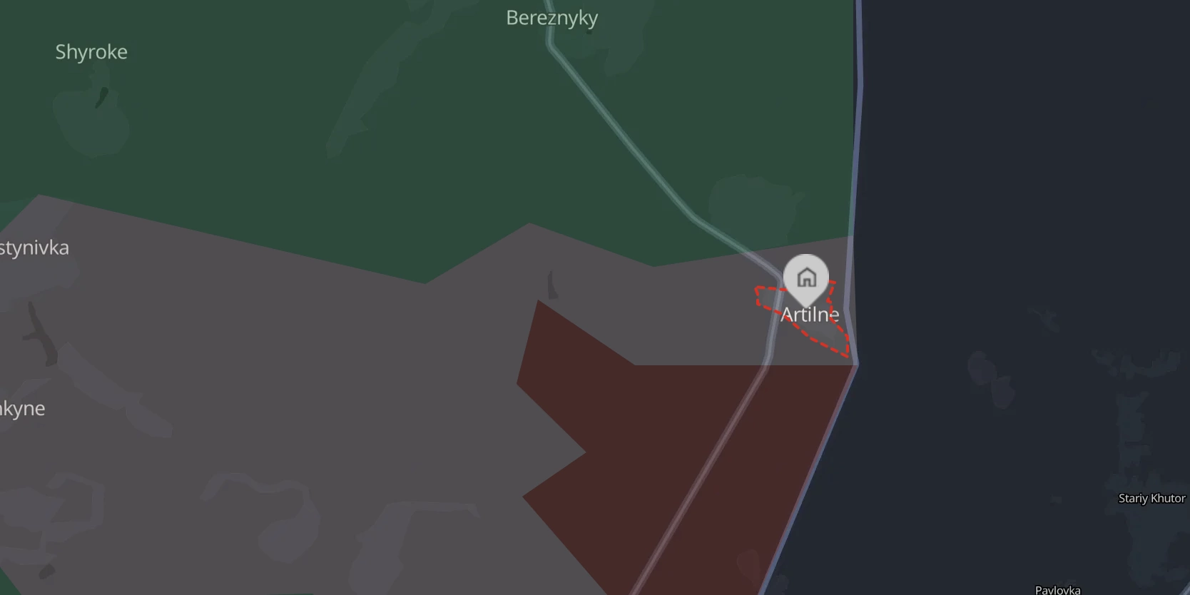 DeepState recored Russian advances near the village of Artilne